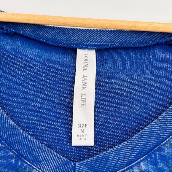 Lorna Jane bold vivid blue lace sleeve sweatshirt size medium - Picture 6 of 7